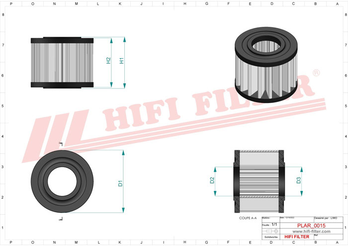 Filtro de aire compatible HiFi Filter SA 12669 | Reemplaza al Atlas Copco 3222.3337.41 / Parker EAC10C015