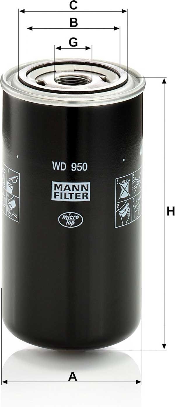 Filtro de aceite WD950 compatible con compresor de aire USA1 SH15D / KL510-016